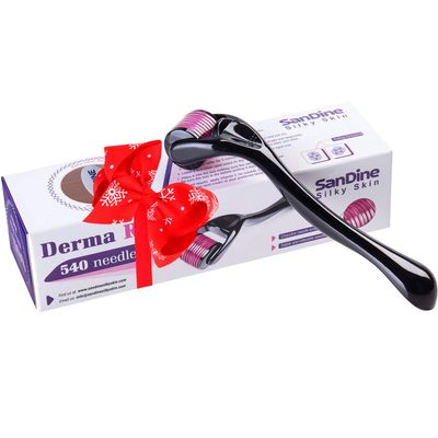 Microneedle Skin Roller - 540 Micro Needle Skin Care System - Ideal to Keep Your Skin Young and Radiant - Titanium for Silky Smooth and Beautiful Skin - Includes FREE E-Book - By Sandine (0.25mm)