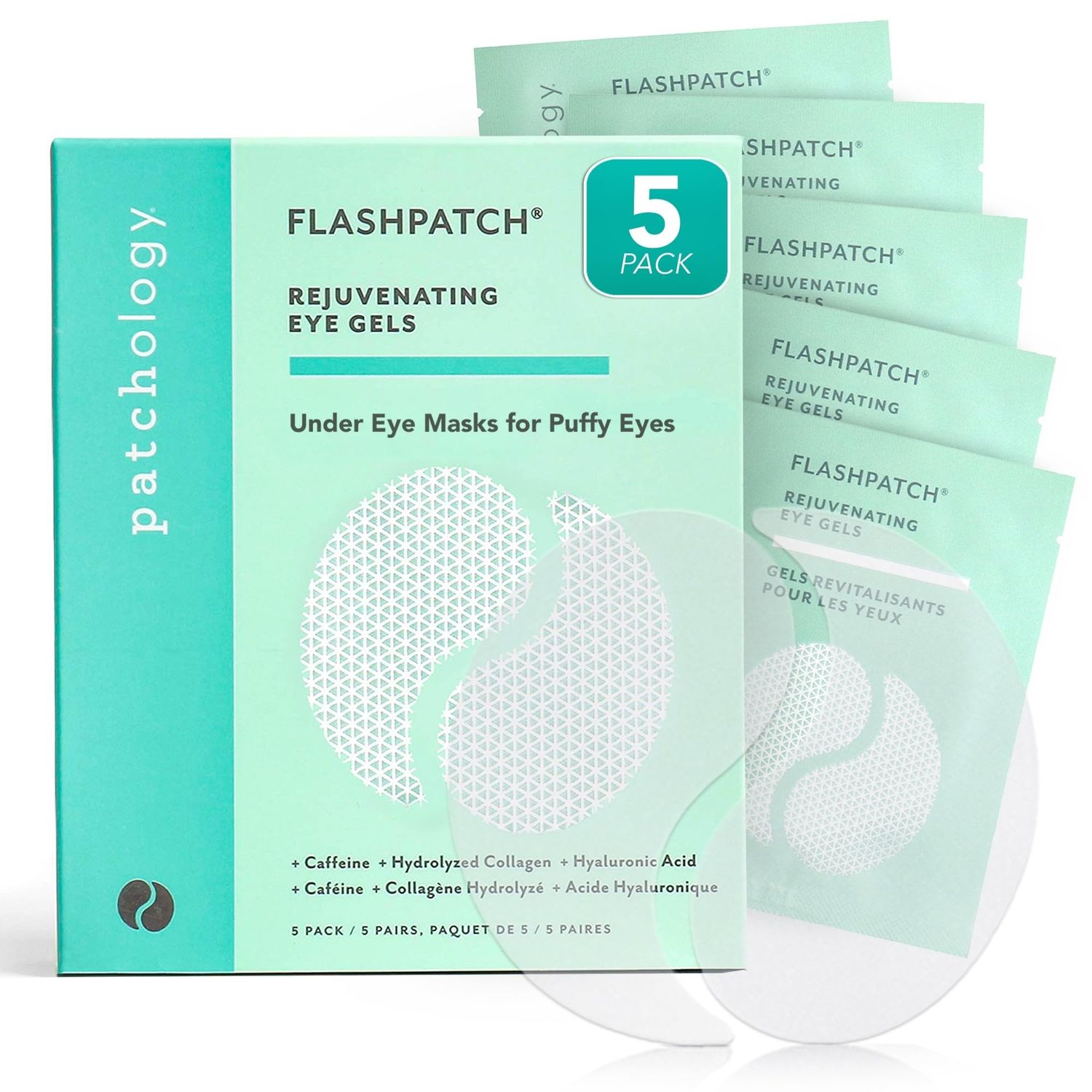 Patchology Under Eye Gel Patches - Natural Eye Masks for Puffy Eyes, Dark Circles &amp; Eye Bags, Soothing Skincare Treatment for All Skin Types, Beauty &amp; Personal Care Essentials (5 Pairs)