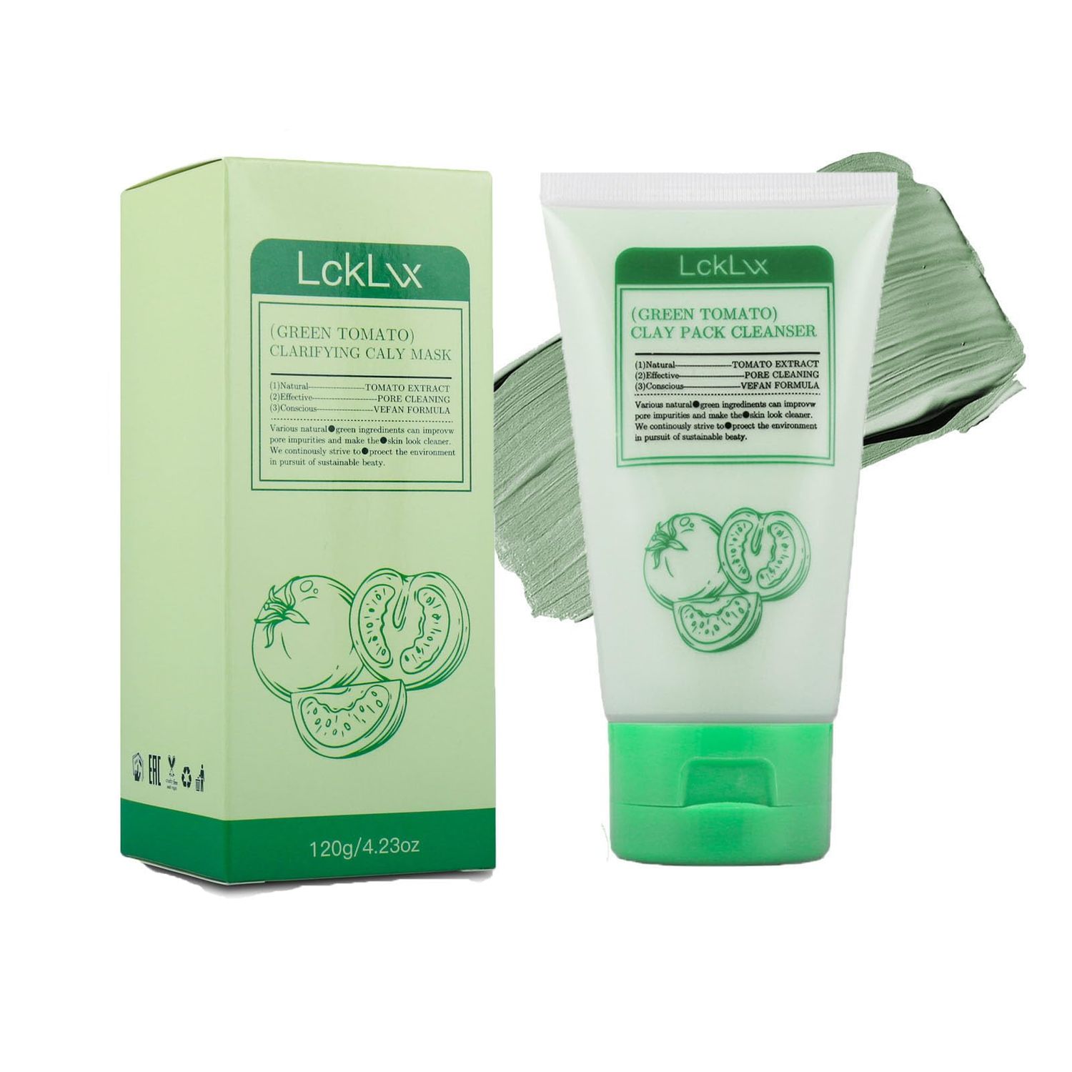 Jsykt Green Tomato Clay Mask Cleanser, Updated Korean Green Tomato Clay Mask, Deep Cleansing Pore Purifyin Clay Mask, Sebum Clogged Pore Care, 49% Green Tomato Extract (1 PC)