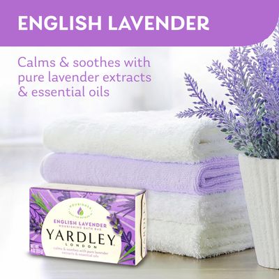 Yardley London Nourishing Bath Soap Bar English Lavender, Calms &amp; Soothes with Pure Lavender Extracts &amp; Essential Oils 4.0 oz Bath Bar, 2 Soap Bars