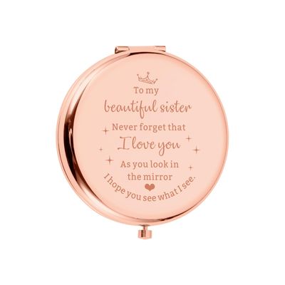 Sister Gifts from Sisters Friendship Gifts for Women Friends Sister Birthday Gift Ideas Compact Mirror Valentines Anniversary Wedding Graduation Gifts for Sister Valentines Day Gifts for Her