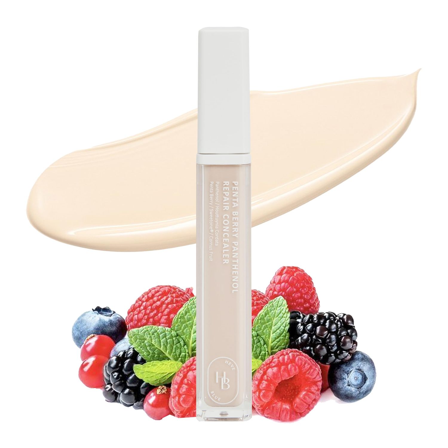 HEVEBLUE Penta Berry Panthenol Repair Concealer 13 IVORY - Lightweight, Full Coverage Dark Circles, Acne and Blemishes, Vegan, Sensitive Skin, K-Beauty, Korean Makeup, Non-clogging Pores, Hydrating