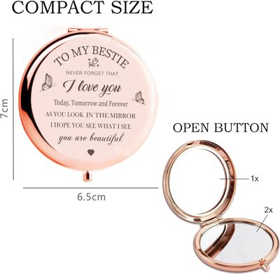 KGKAIMIZL Bestie Gifts, Best Friend Birthday Gifts Bestie Makeup Mirror, Compact Mirror Gifts for Sister Bestie, Friendship Gifts for Women, Bestie Friend Gifts Sister Graduation Birthday Gifts Idea