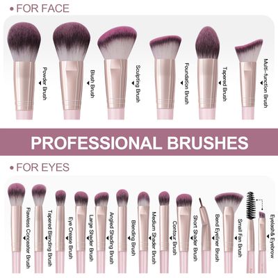 MAANGE Makeup Brushes 18Pcs Makeup Brush Set Premium Synthetic Foundation Face Powder Blush Concealers Make Up Brushes Sets(Pink)