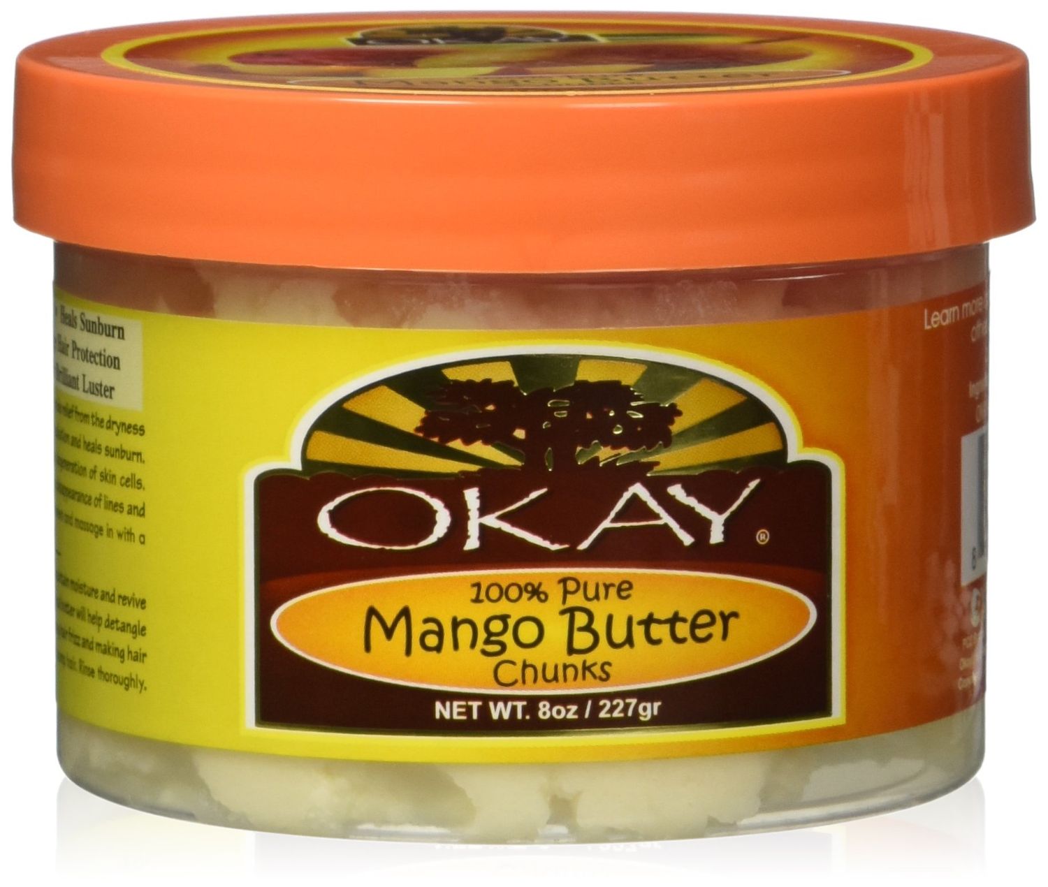 OKAY | Mango Butter Chunks | For Hair and Skin | Revive and Hydrate Dry Hair | Moisturize &amp; Soothe Skin | 100% Pure | 8 oz