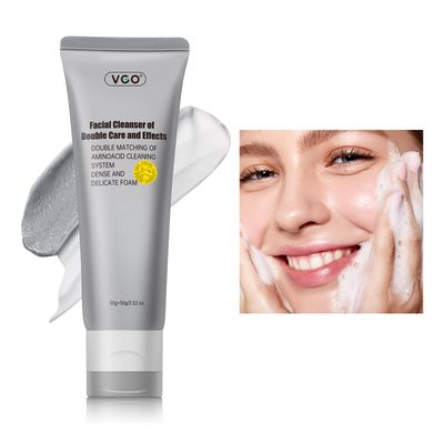VGO Facial Cleanser, Daily Face Wash of Double Care and Effects, Cleansing Mud Mask &amp; Amino Acid Cleansing Double Tube in 1 Gentle Face Cleanser, 3.52 Oz