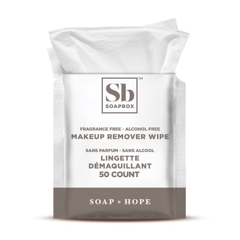 Soapbox Fragrance-Free Makeup Remover Wipes - Gentle Facial Cleansing Wipes for Dirt and Oil, Alcohol Free Makeup Remover Pads 50 Count