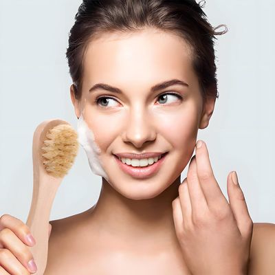 Kootinn 2 Pack Mini Dry Brush, Natural Bristle Small Body Brush, Exfoliating Facial Cleansing Brush for Soft Skin and Other Sensitive Areas Like Your Neck, Chest, and Nails