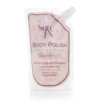 SunFX Grapefruit Body Polish Pre-Spray Tan Ultra Hydrating Exfoliating Nourishing Walnut Scrub for Smooth, Radiant Skin 250ml/8.4floz