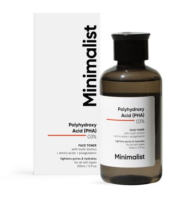 Minimalist 3% PHA Alcohol Free Hydrating Face Toner for Pore Tightening | Mild Exfoliation, pH Balancing &amp; Rebalancing Skin Microbiome | for Women &amp; Men | 5 Fl Oz / 150 ml