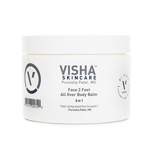 Visha Skincare Face 2 Feet 5 in 1 All Over Body Balm, Moisturizing and Soothing Relief Body Cream for Dry and Sensitive Skin with Shea Butter, Minimizes Face and Beard Dryness and Flakiness 10oz