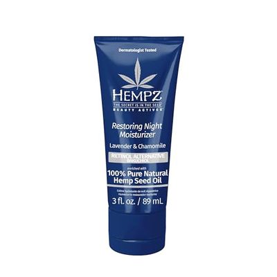 Hempz Lavender &amp; Chamomile Restoring Night Moisturizer - Hydrating Night Cream Rich with Minerals, Vitamin C, &amp; Hempseed Oil to Hydrate &amp; Repair Extremely Dry or Sensitive Skin, for Face &amp; Body, 3 Oz