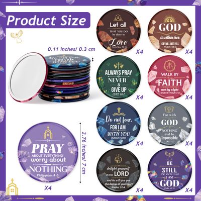Y1tvei Christian Gifts Bulk Mirror - 36Pcs Marble Pattern Bible Verse Mini Compact Mirrors Inspirational Small Portable Pocket Makeup Mirror for Purse Church Party Favors Scripture Gifts for Women
