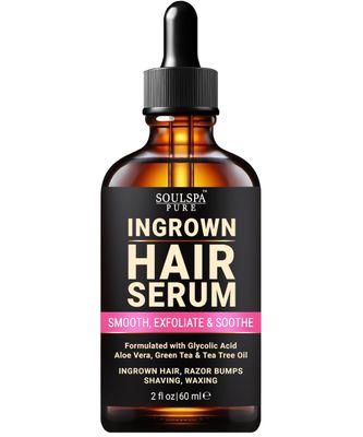 SOULSPA PURE Ingrown Hair Serum - Powerful Razor Bump Treatment for Bikini Area, Face &amp; Brazilian Wax - Ingrown Hair Oil That Soothes, Exfoliates &amp; Nourishes - 2 fl oz