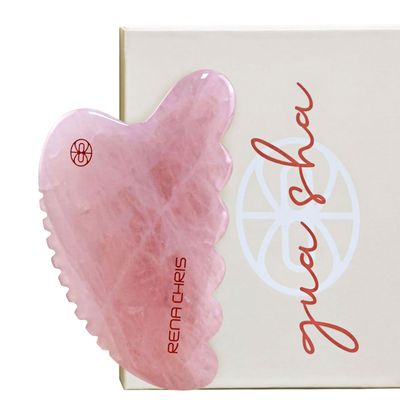 Rena Chris Body Gua Sha Tools, Natural Rose Quartz Jade GuaSha Tool, Manual Massage Sticks for Jawline Sculpting and Puffiness Reducing, Whole Body Skin Care Massager (Pink)