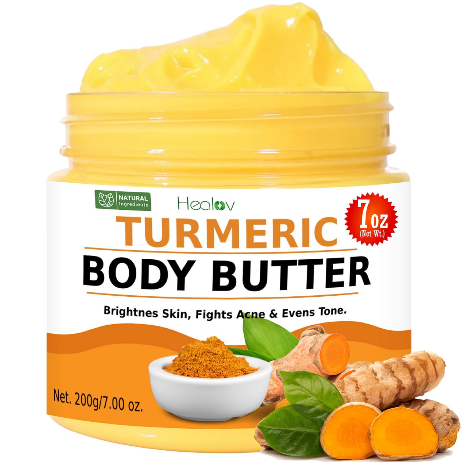 Turmeric Face Cream - All Natural Skin Brightening Lotion - Turmeric Whipped Body Butter for Dark Spots, Hyperpigmentation - Turmeric Skincare Cleanses, Fights Acne, Evens Tone, Scars, Sun Damage