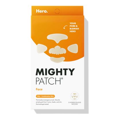 Mighty Patch Face from Hero Cosmetics - XL Hydrocolloid Mask for Acne, 5 Large Pimple Patches for Zit Breakouts on Nose, Chin, Forehead &amp; Cheeks - Vegan-Friendly, Not Tested on Animals (1 Count)