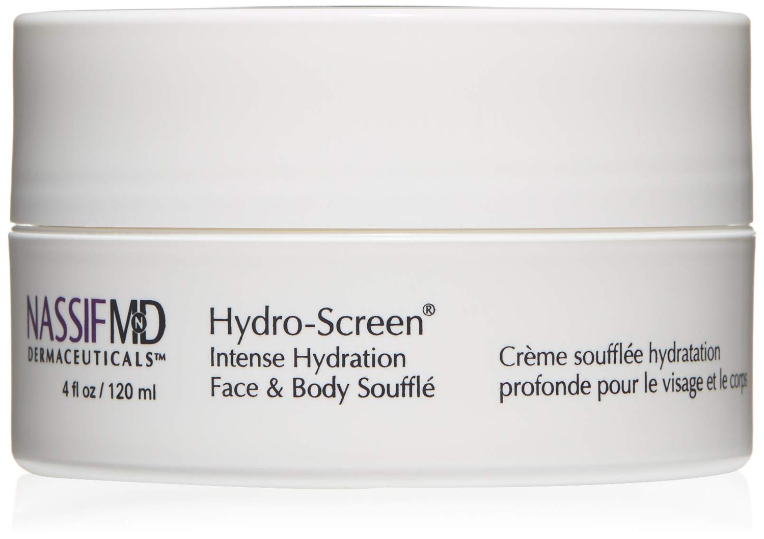 NASSIF MD Hydro-Screen Face And Body Souffle, Hydrating Skin Moisturizer, Hyaluronic Acid, Omega 3, Anti Aging, Even Skin Tone, 4 Fl Oz