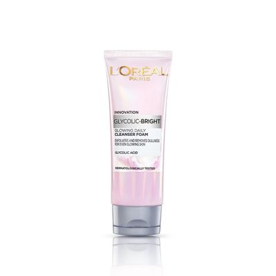 L&#39;Oreal Paris Glycolic Bright Daily Foaming Facial Cleanser, 50ml |Daily Glowing Face Wash for Dull Skin