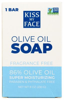 Kiss My Face Pure Olive Oil Bar Soap, Fragrance Free 8 oz (Pack of 10)