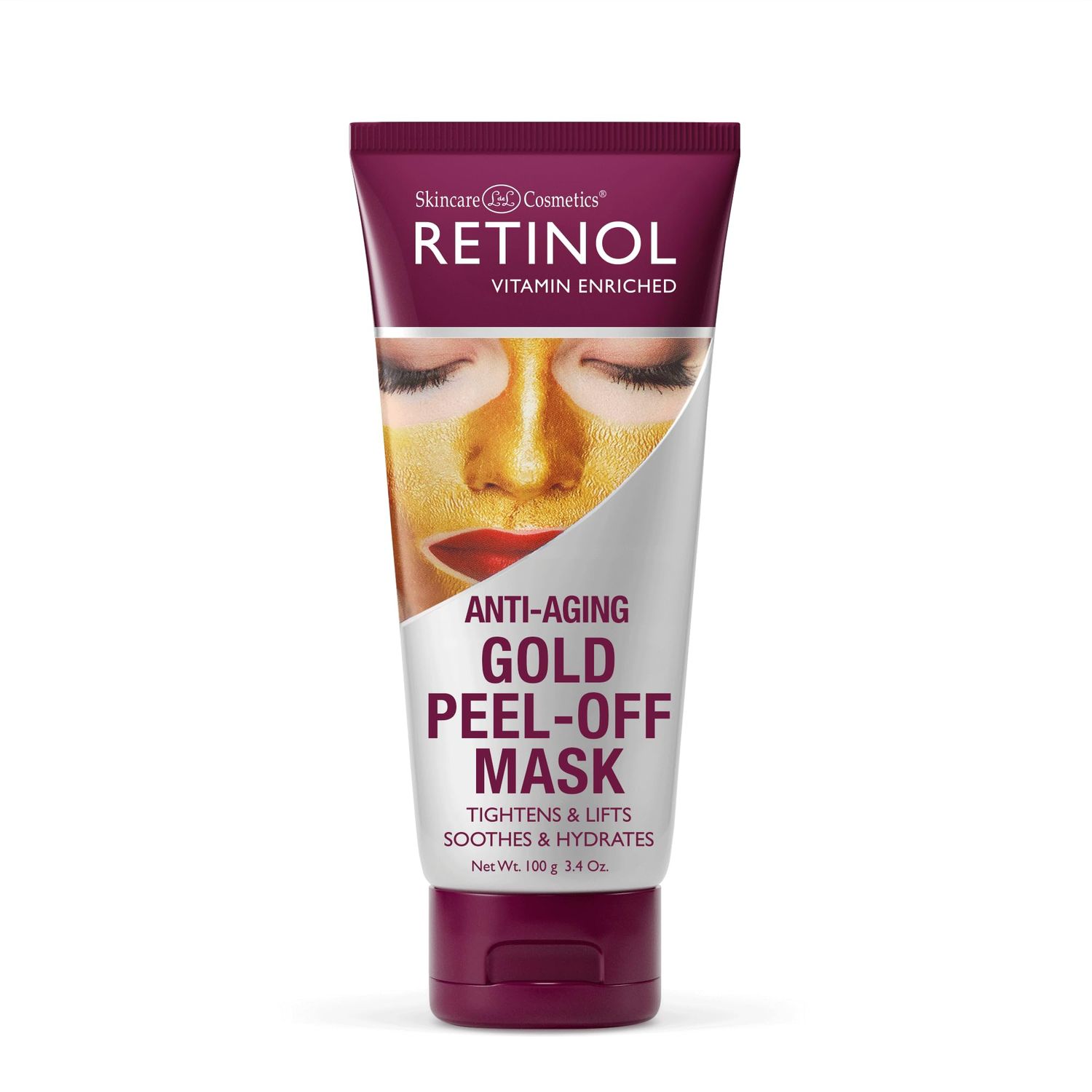 Retinol Gold Peel-Off Mask - Tightens, Lifts, Soothes &amp; Hydrates Skin For Luminous Finish - Real Gold Helps Firm &amp; Brighten While Flower Extracts Nourish &amp; Restore Youthful Texture