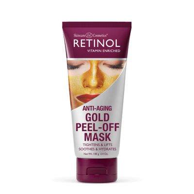 Retinol Gold Peel-Off Mask - Tightens, Lifts, Soothes &amp; Hydrates Skin For Luminous Finish - Real Gold Helps Firm &amp; Brighten While Flower Extracts Nourish &amp; Restore Youthful Texture