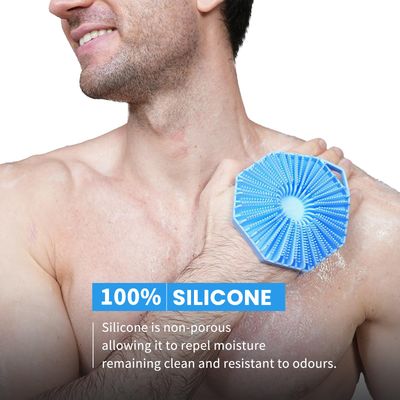 iTokGoK Silver-Infused 2-in-1 Silicone Body Scrubber, Double-Sided Design Body Brush Silicone Body Scrubber Exfoliating Body Brushes for Sensitive Skin for Showering, Silicone Loofah - Sky Blue