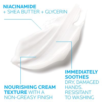 La Roche-Posay Cicaplast Hand Cream, Instant Relief Moisturizing Dry Hands Shea Butter Lotion for Dry Cracked Hands, Non Greasy, Fragrance Free, 1.69 Fl Oz (Pack of 1)