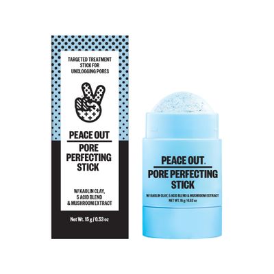 PEACE OUT Pore Perfecting Stick Acne Solution &amp; Blackhead Remover, Glycolic Acid &amp; Salicylic Acid Cleanser, Works Like a Face Wash, Skincare Facial Cleanser &amp; Exfoliating Facial Scrub, 15g /0.53oz