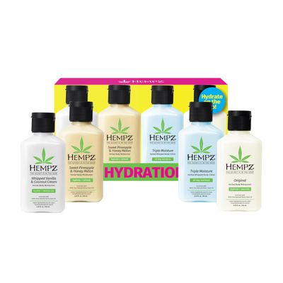 Hempz Mini Hydration Lotion Kit, 4-Pack Body Moisturizer, Travel Essentials, 2.25 oz