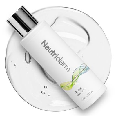 Neutriderm Detox Facial Cleanser, 4 Oz, Gentle Exfoliating Face Cleanser with Glycolic Acid &amp; Sodium PCA for Glowing Skin, Ultra Hydrating Facial Wash - Glycolic Acid Face Wash for Normal to Oily Skin