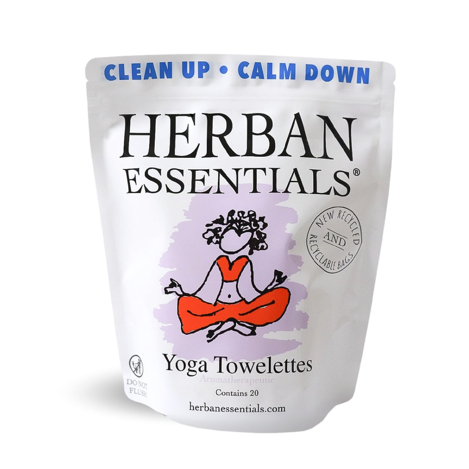 Herban Essentials Yoga Wipes - Essential Oil Wipes for Hands, Travel Face Wipes - Natural Hand Wipes, Moist Towelettes Individually Wrapped Body Wipes - 20 Count