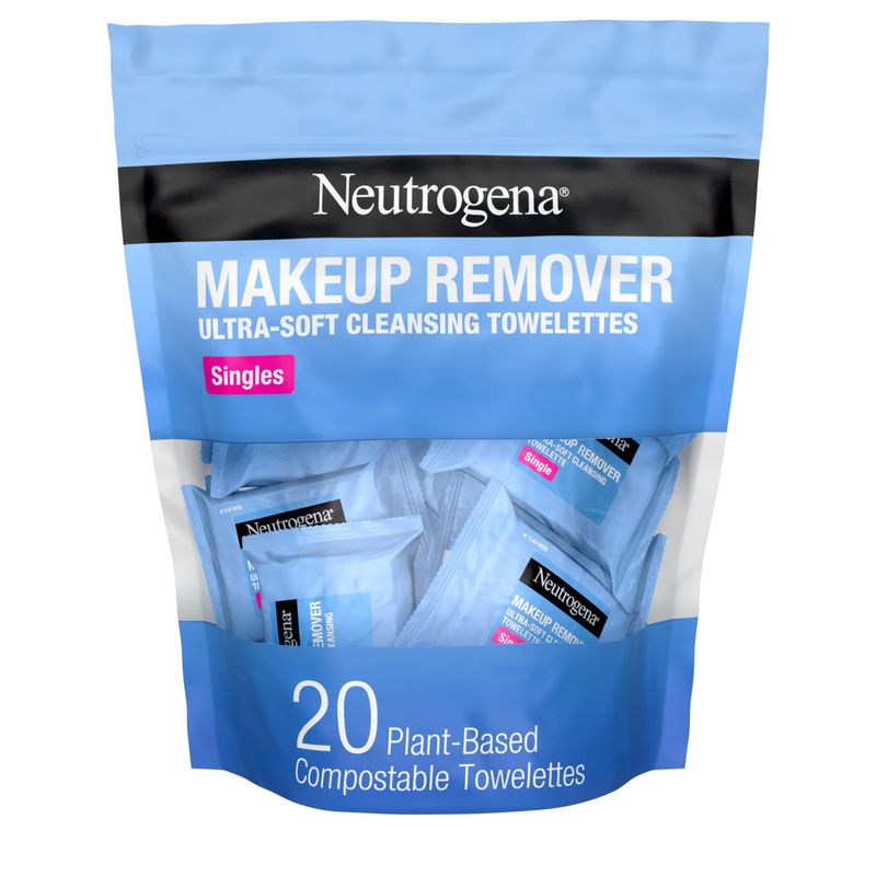 Neutrogena Makeup Remover Wipes, Individually Wrapped Daily Face Wipes for Waterproof Makeup, Travel &amp; On-the-Go Singles, 20 Count