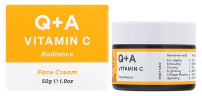 Q+A Vitamin C Radiance Cream - Hydrating, Anti-Ageing Face Cream with Collagen Boosting Vitamin C, Elasticity Enhancing Centella Asiatica &amp; Antioxidant-Rich Tropical Fruit for Glowing Skin, 50g