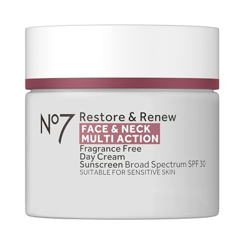 No7 Restore &amp; Renew Multi Action Face &amp; Neck SPF 30 Day Cream - Firming &amp; Hydrating Face Moisturizer with Hyaluronic Acid to Help Reduce the Appearance of Wrinkles - Fragrance-Free (1.69 Fl Oz)