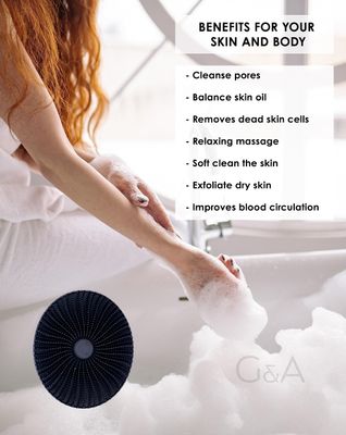 Premium Silicone Body Scrubber | Gentle on Sensitive Skin, Effective for All Skin Types | Non-Slip Handle | Hygienic, Durable, and Easy to Use. (Grey)