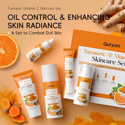 Vitamin C &amp; Turmeric Skincare Set, Stocking Stuffers For Women Skin Care Sets &amp; Kits, Stocking Stuffers For Teens Gift Set With Serum,Toner,Cleanser,Eye Cream,Face Cream, Even Skin Tone, Reduce Acne