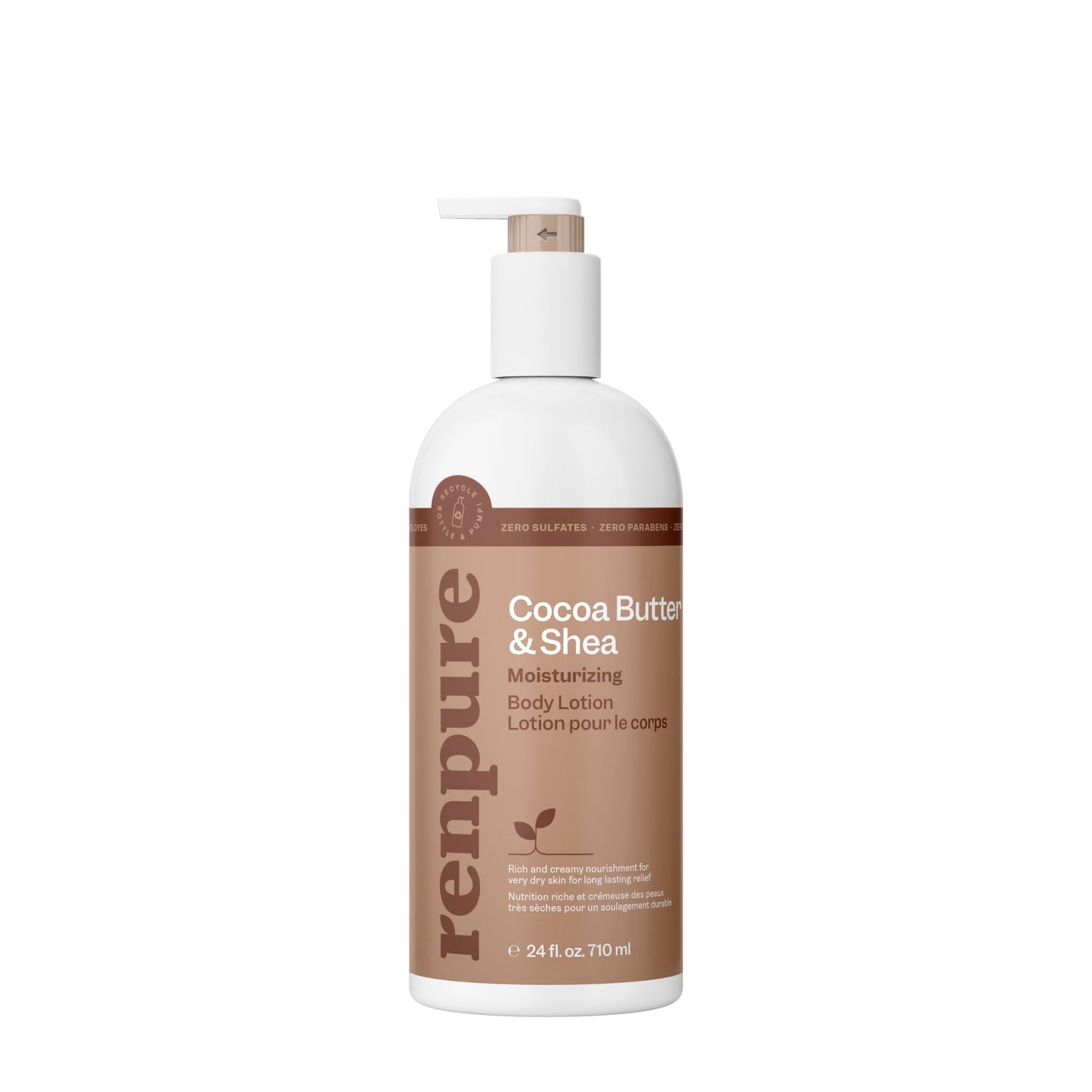 Renpure Cocoa Butter &amp; Shea Butter Ultra-Hydrating Body Lotion - Rich &amp; Creamy Formula for Long Lasting Hydration- For Dry to Very Dry Skin - Cocoa Butter and Shea Butter - 24 Fl Oz
