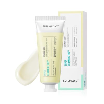 SUR.MEDIC+ Super Hyaluronic Acid Ceramide Intense Protection Hand Cream for Dry Cracked Hands, Instant Relief Moisturizing Hand Lotion, Long-lasting Moisture, Korean Skin Care 1.52 oz