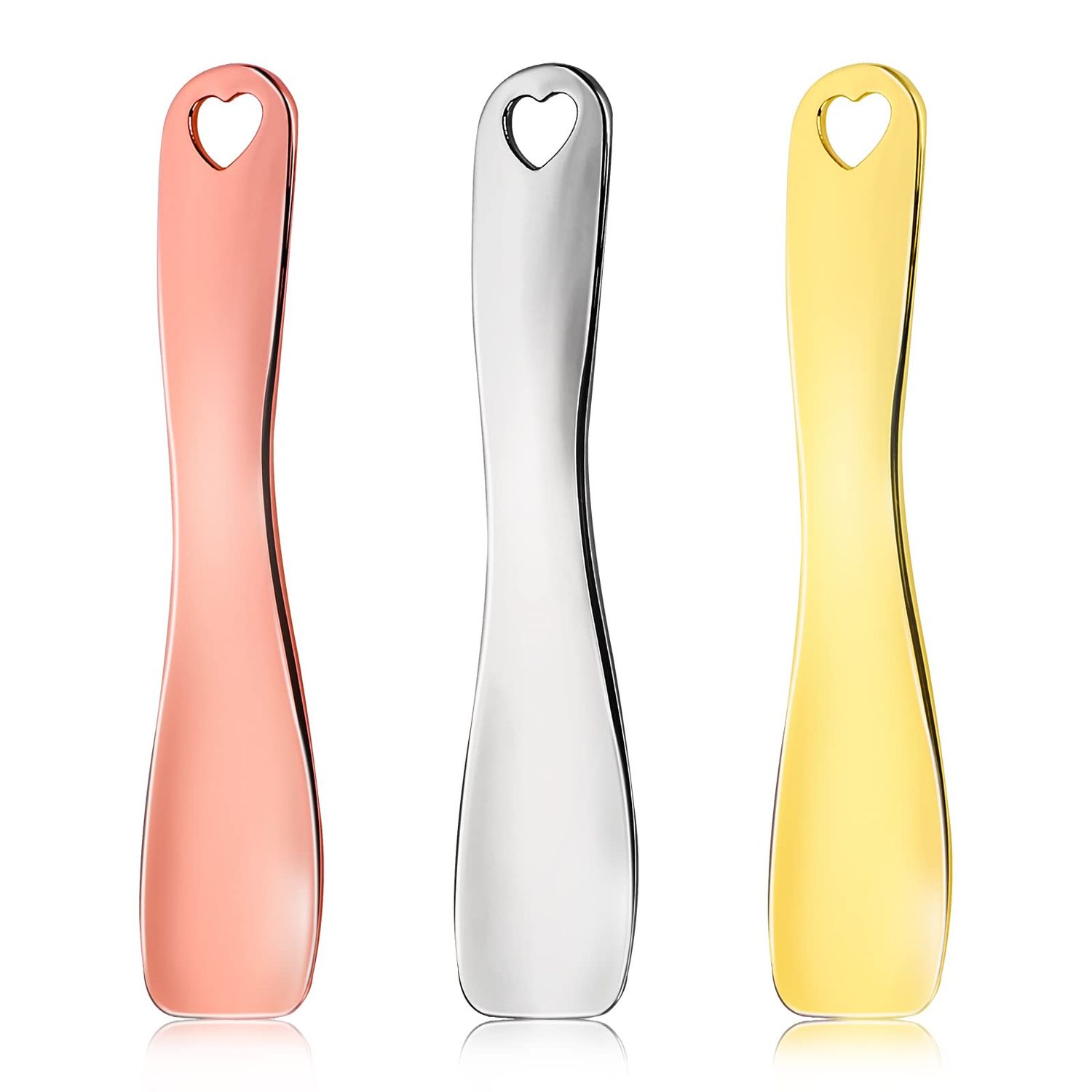 WLLHYF 3 PCS Metal Cosmetic Spoon Skincare Spatula Stick Applicator Beauty Spa Mini Spoon Skin Care Facial Cream Mask Scoop Makeup Tools for Facial DIY Mask Mixing