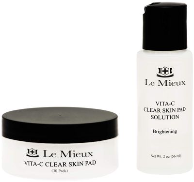 Le Mieux Vita-C Clear Skin Pad - Triple-Action Facial Exfoliant Pads with Glycolic Acid Pads &amp; Antioxidant Vitamin C (2 oz / 30 pads)