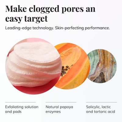 Le Mieux Vita-C Clear Skin Pad - Triple-Action Facial Exfoliant Pads with Glycolic Acid Pads &amp; Antioxidant Vitamin C (2 oz / 30 pads)