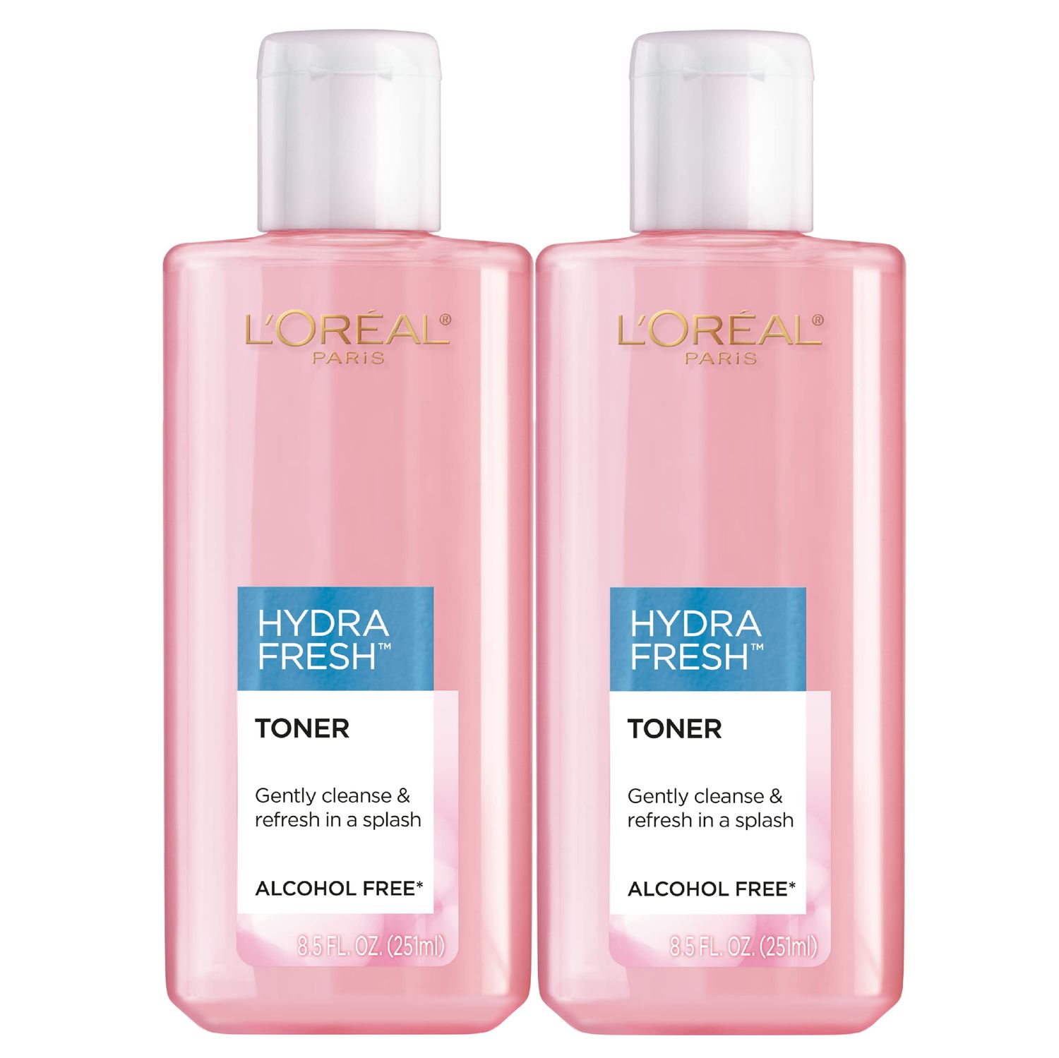 L&#39;Oreal Paris Skincare HydraFresh Toner Face Toner, Alcohol Free Toner with Pro-Vitamin B5 for a Smoother, Brighter Complexion, 2 Count
