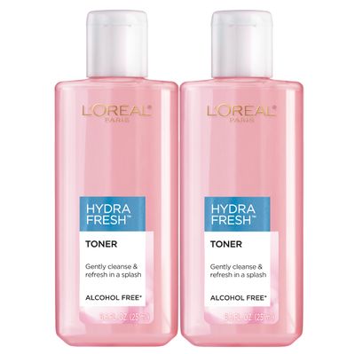 L&#39;Oreal Paris Skincare HydraFresh Toner Face Toner, Alcohol Free Toner with Pro-Vitamin B5 for a Smoother, Brighter Complexion, 2 Count