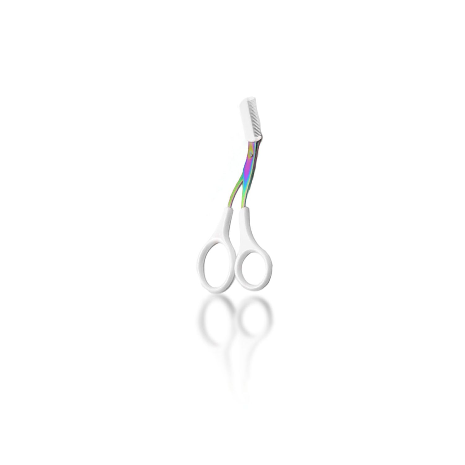 MayFancy 2024 New Precision Eyebrow Scissors with Comb, Comb and eyebrow scissors two-in-one designStainless Steel Non-Slip Makeu Tool (White)