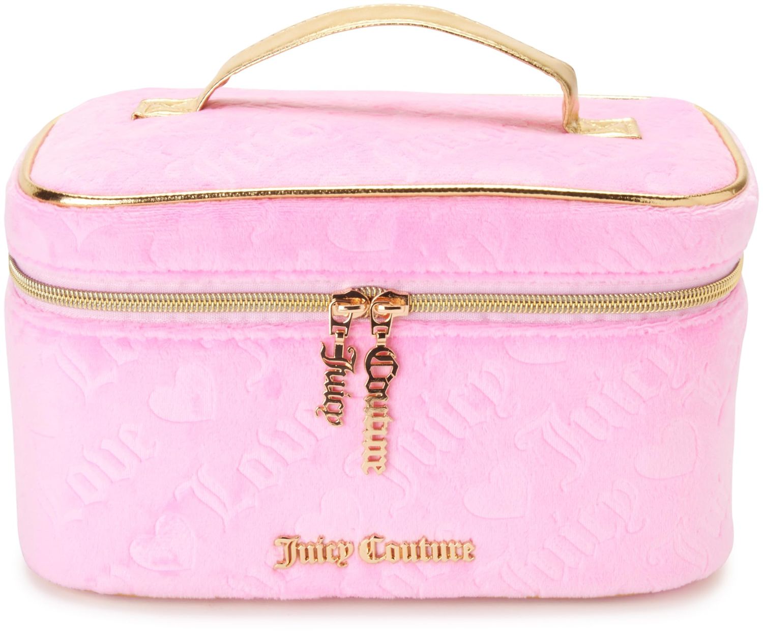 Juicy Couture Women&#39;s Cosmetics Bag - Travel Makeup and Toiletries Train Case Organizer, Size One Size, Light Pink Terry
