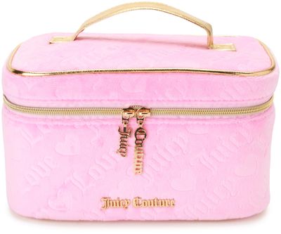 Juicy Couture Women&#39;s Cosmetics Bag - Travel Makeup and Toiletries Train Case Organizer, Size One Size, Light Pink Terry