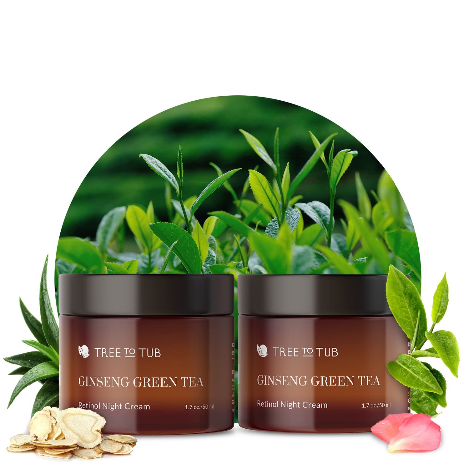 Tree to Tub Retinol Anti Aging Face Moisturizer for Dry &amp; Sensitive Skin - Anti Wrinkle Hyaluronic Acid Facial Moisturizer, Vitamin A &amp; E Night Cream for Women &amp; Men w/Organic Aloe, Natural Ginseng