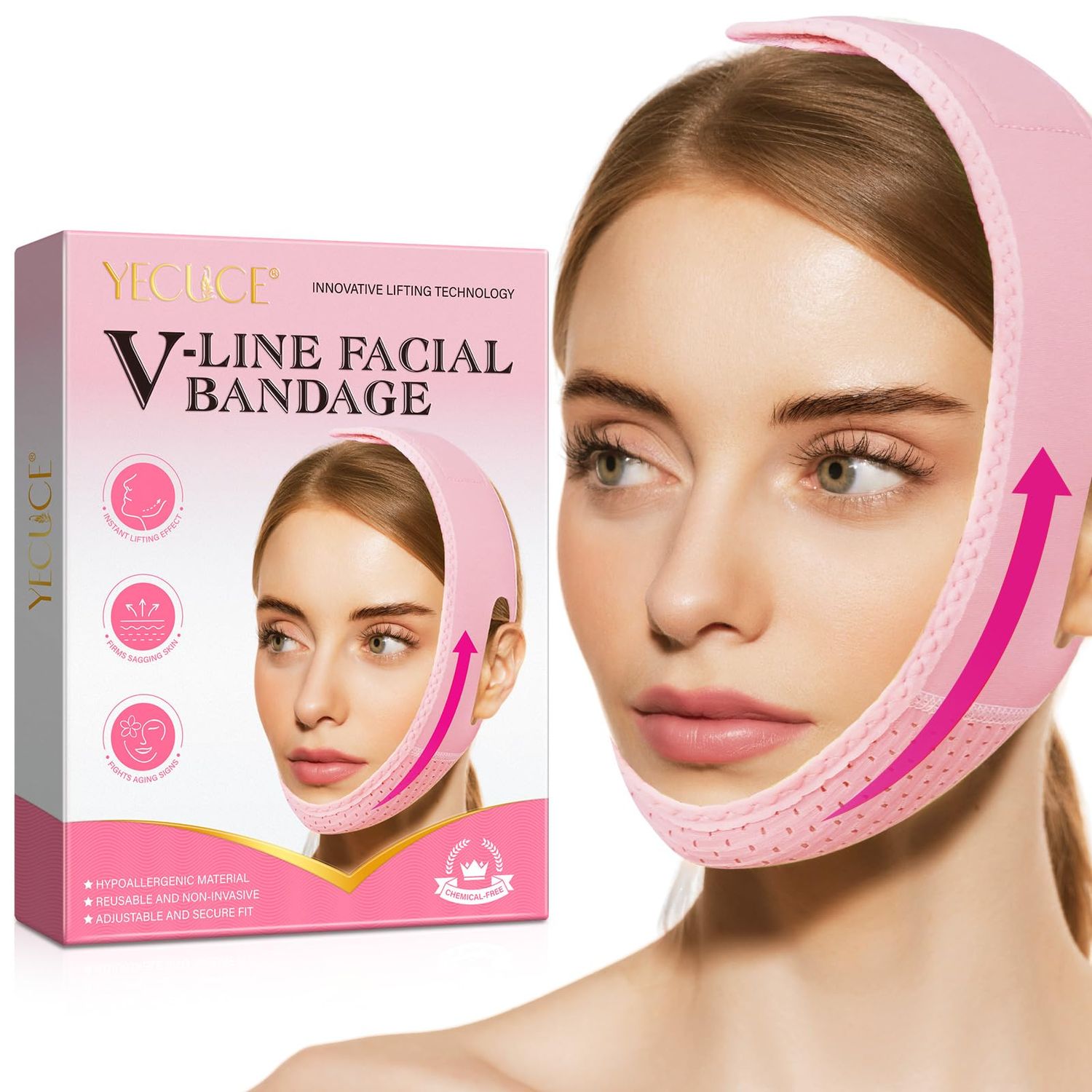 Reusable V Line Lifting Mask Facial Slimming Strap, Facial Bandage Firms Sagging Skin, Double Chin Reducer, Face Lift Prevent Sagging.