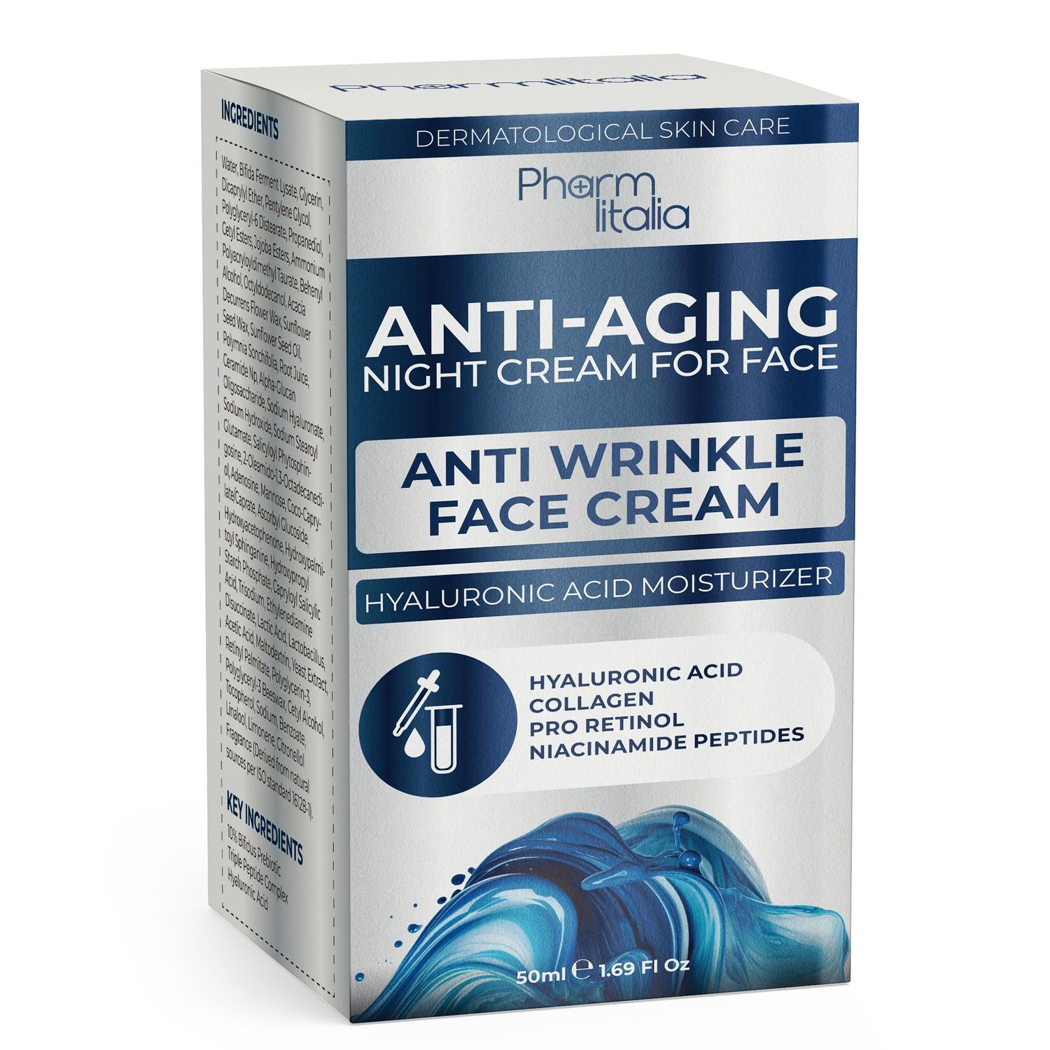 Pharmlitalia Instant Face Lift Cream, Face Cream for Older Women 60 Plus - Wrinkle Cream for Face Deep Wrinkles - Face Moisturizer for Women Dry Skin | Night Cream for Women Anti Aging - 1.69 Fl Oz